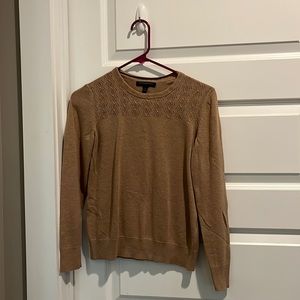 Banana Republic Sweater, camel, small petite, with crochet detail